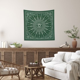 Resim Enerji Yeşil Mandala Duvar Örtüsü - 160 cm x 160 cm 