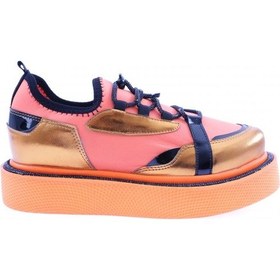 Resim Dgn 655-23y Kadin Strech Lastik Bağcikli Kalin Taban Sneakers Ayakkabi M655-2005-R6448 Turuncu 