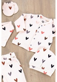 Resim Sitilin Kız Erkek Bebek Natural Pamuk Kumaş 5 Li Hastane Çıkışı Yenidoğan Set Stl6608 Beyaz 