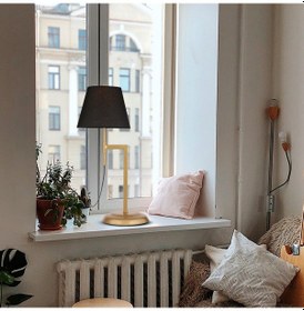 Resim Favla Siyah Şapkalı Eskitme Ayarlanabilir Abajur Diğer 