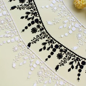 Resim Siyah ve Beyaz Bej Floral Tassel Dantel Kenarlı 1 Yüzlük - Giyim, Çanta ve Ev Dekoru DIY El Sanatları için Mükemmel, Ev Dekoru Vurguları | Süsleme İpi | El Sanatları Süslemeleri 