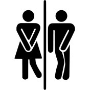 Resim Sıkışmış Bay Bayan Wc Sticker 10 x 15 cm 