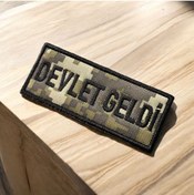Resim Ex Patch Kamuflaj Zemin Siyah Renk Devlet Geldi Peçi Arması 10 X 4 Cm 