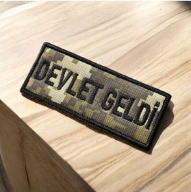 Resim Ex Patch Kamuflaj Zemin Siyah Renk Devlet Geldi Peçi Arması 10 X 4 Cm 