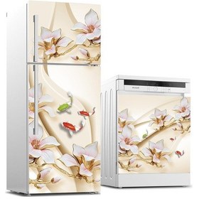 Resim Buzdolabı Ve Bulaşık Makinası Beyaz Eşya Sticker Kaplama 3D Balık (498531928) 
