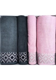 Resim Özdilek Snazzy Best Set Hamam Takımı Antrasit-pembe Çok Renkli 