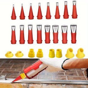 Resim 9 adet 6 Nozul + 3 Taban Seti, Yeniden Kullanılabilir Evrensel Paslanmaz Çelik Silikon Kolay Sıva Nozulu Terminator Yetenekli Araç Seti, Yapısal Yapıştırıcı Tabancası Nozulu 