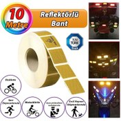 Resim 10 Mt Reflektörlü Reflektif Fosforlu Araç Oto Kamyon Şerit Bant Tüvtürk Onaylı Kesikli Sarı İkaz Bandı 