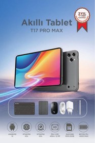 Resim Torima Android Tablet Kalem Klavye Mouse Full Set SIM Kartlı BTK Kayıtlı 10.1 İnç T17 Pro Max Koyu Gri 