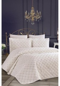 Resim Dessert Kadife Çift Kişilik Yatak Örtüsü Krem (421632090) 