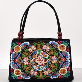 Resim İşlemeli Çanta, Çift Fermuarlı Çanta, Kadınlar için Baskılı El Çantası 