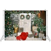 Resim Noel Temalı 2.1x1.5m Fotoğraf Stüdyo Fon Perdesi - Polyester Kumaş 