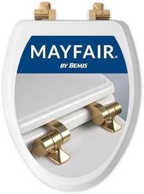 Resim Mayfair 1826BGSL 000 Benton Fırçalanmış Altın Menteşeli Klozet Kapağı Yavaş Kapanır ve Asla Gevşek Olmaz, UZUNLU, Dayanıklı Emaye Ahşap, Beyaz 
