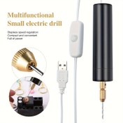 Resim Kompakt DIY Takı Delme Kiti - USB Güçlü Mini Kalem Tarzı Elektrikli Matkap, İnci & Kristal El Sanatları için Altın Uçlu Matkap Uçları, Model 3D Kolye Delme Aracı Dahil 