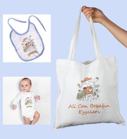 Resim Ejoya Bebeklere Özel Çantasında Kişiye Özel Zıbın Ve Önlük Bebek Hediye Seti 109989 