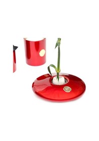 Resim Flora Design-elegance Kırmızı Cam Vazo Kırmızı 