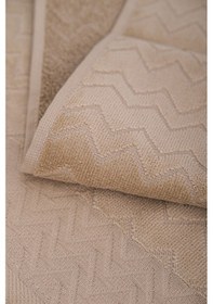 Resim Ansaaj Kadife Jakarlı 4 Parça Bornoz Takımı Sütlü Kahve 