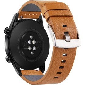 Resim Mufunye 22mm Evrensel Kayış İlk Katman Dana Derisi İğne Deseni Gümüş Toka Kahverengi 