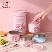 Resim Sanrio My Melody ve Southwest Roll İzole Bento Kutusu - Paslanmaz Çelik Malzeme, Mikrodalga Güvenli, Çorba Kasesi ile Ofis Personeli İçin Okula Dönüş 