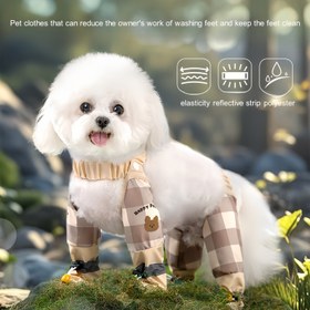 Resim Bahar/Yaz Köpek Gezisi Ayak Pantolonu Bagel Maldor Ayı Dört Ayak Pantolonu Kir Olmadan Pet Köpek Giysileri 