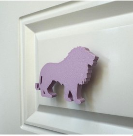 Resim Pomerol Mor Aslan Dolap Kulpu - Çocuk Odası, Mutfak Ve Banyo İçin Eğlenceli Ve Dayanıklı Mobilya Kulp 