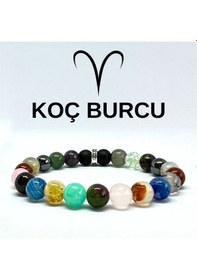 Resim Koç Burcu Bilekliği 8mm Doğaltaş Bileklik - 15 Cm Çok Renkli 