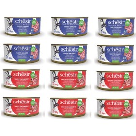 Resim Schesir 2 Çeşit Karma Tam Ve Dengeli Kedi Konserve Jöleli 140 Gr. X 12 Adet 