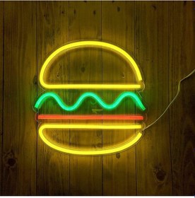 Resim Hamburger Neon Işık Neon Tabela Parti Düğün Doğum Günü Fast Food Dükkanı Restoran Duvara Asma ... Renkli 