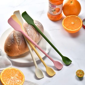 Resim 2 adet Çok Fonksiyonlu Silikon Meyve Reçeli Kazıyıcı, Mini Rend Çift Başlı İki Bir Arada Pişirme ve Meyve Reçeli Spatulası için 