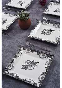 Resim Piatti Naturali 6'lı Black Rose Pasta Tabak Seti Tatlı Sunum Seti Servis 20cm 