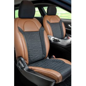Resim Renault Megane 4 Icon Uyumlu Oto Koltuk Kılıfı Deri, Kumaş Premium Kahverengi Siyah 