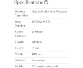Resim Furnipart Kulp 200MM Edge Straight Rose Gold 