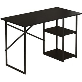 Resim Vienna 2 Raflı Metal Ayak Çalışma Masası Laptop Masası Bilgisayar Masası 60x120cm Siyah- Siyah Siyah 