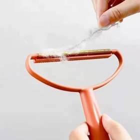 Resim 1 adet Çift Taraflı Evcil Hayvan Tüyü & Tüy Çıkarıcı Tarak - Taşınabilir, Elektrik Gerektirmez, Mobilya, Giysi, Halılar İçin - Kırmızı & Turuncu, Plastik/PET Malzeme, Evcil Hayvan Tüyü Çıkarıcı 