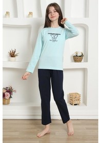 Resim Akbeniz Kız Çocuk Penye Pijama Takım 20421 Su Yeşili 