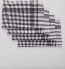 Resim Pamuklu Koyu Kahverengi Pöti Kareli 4'lü Kurulama Bezi,peçete 