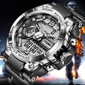 Resim Unisex Spor Saati, Çift Mekanizmalarla, Siyah Teknoloji Çok Fonksiyonlu Alaşım Kasa, Erkekler ve Kadınlar İçin İdeal Hediye, Dayanıklı Kayış, Şık Kadran, Günlük Giyim İçin Mükemmel, Günlük Giyim Saati | Şık Kadran Saati | Alaşım Kasa Saati 