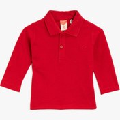 Resim Erkek Bebek Polo Yaka Uzun Kollu Basic Pamuklu Tişört 