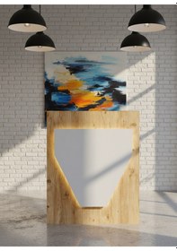 Resim Resital Ledli Karşılama Bankosu G-90 Cm Ofis Kasa Resepsiyon Masası Banko-001-6-1 