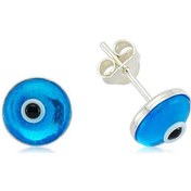 Resim Caelo Gümüş Yuvarlak Nazar Çivili Küpe 