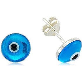 Resim Caelo Gümüş Yuvarlak Nazar Çivili Küpe 