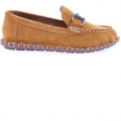 Resim Dgn Kadın Dikiş Detaylı Metal Tokalı Loafer Ayakkabı Turuncu Süet 71132110 
