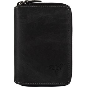Resim Garbalia Unisex Siyah Fargo Vintage Deri Fermuarlı Para Portföy 