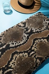 Resim Dijital Baskı Plaj Deniz Havlusu Yılan Derisi Desenli Peştamal HVL0191 