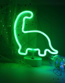 Resim Ema Dükkan Dinazor Neon Led Gece Lambası Usb Pilli Dekoratif Masa Lambası Çocuk Odası Işıklı Gece Lambası 