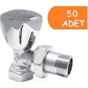 Resim 50 Adet Eca Rv3 1/2 Köşe Radyatör Valfi Krom Kaplamalı Petek Havlupan Vanası 602120749 