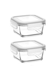 Resim Cam Kilitli Saklama Kabı 2'li Set Kahvaltılık Frs227 Beyaz Karışık 