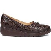 Resim Celal Gültekin Kadın Kahverengi Kroko Dolgu Topuklu Rugan Deri Ayakkabı 