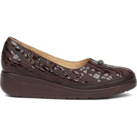 Resim Celal Gültekin Kadın Kahverengi Kroko Dolgu Topuklu Rugan Deri Ayakkabı 