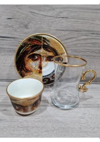 Resim Konyax Zeugma 6 Kişilik 18 Parça Türk Kahve Ve Çay Takımı Çok Renkli 